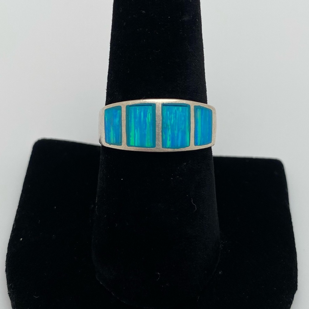 Sterling Silver 925 Gemstone Inlay Ring